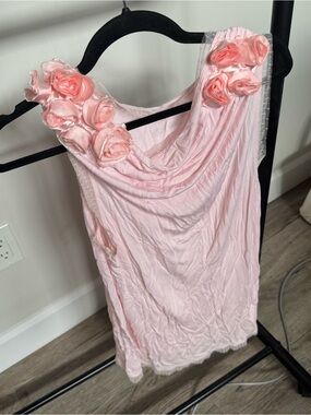 Charlotte Russe Light Pink Floral Applique Sleep Chemise